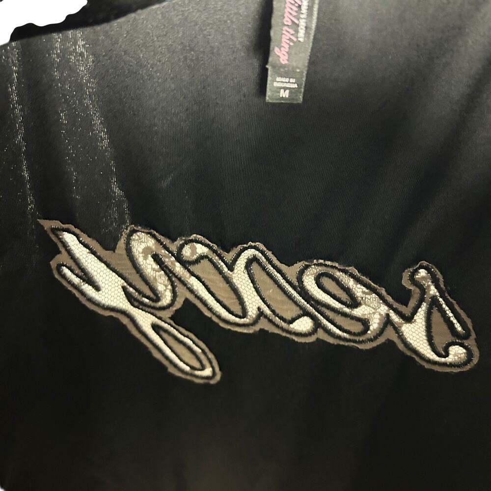 Victoria's Secret Y2K Sexy Little Things Sexy Lace Cut Out Black Velour Hoodie M - Picture 8 of 8